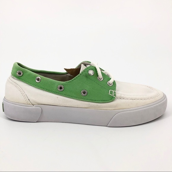 Polo Lime Green & White Canvas Boat Shoes Size 8 - Picture 2 of 8
